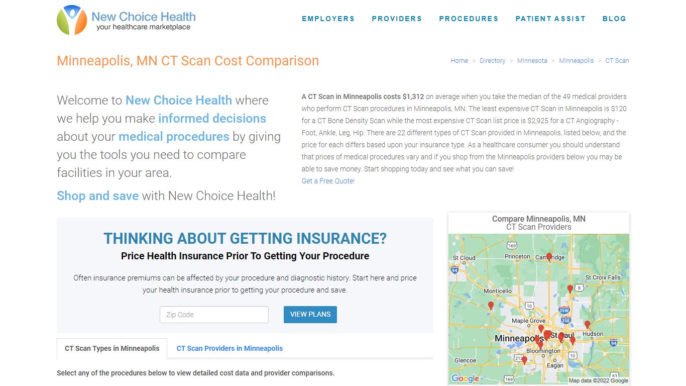 Minneapolis, MN CT Scan Cost Average - newchoicehealth.com